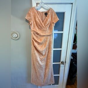Adrianna Papell Blush and Gold Stretch Gown
